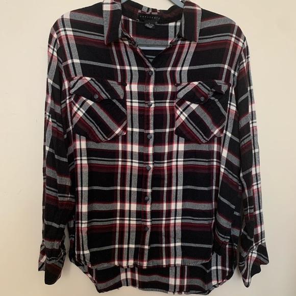 Sanctuary Tops - Sanctuary Plaid Boyfriend Button-Down Shirt